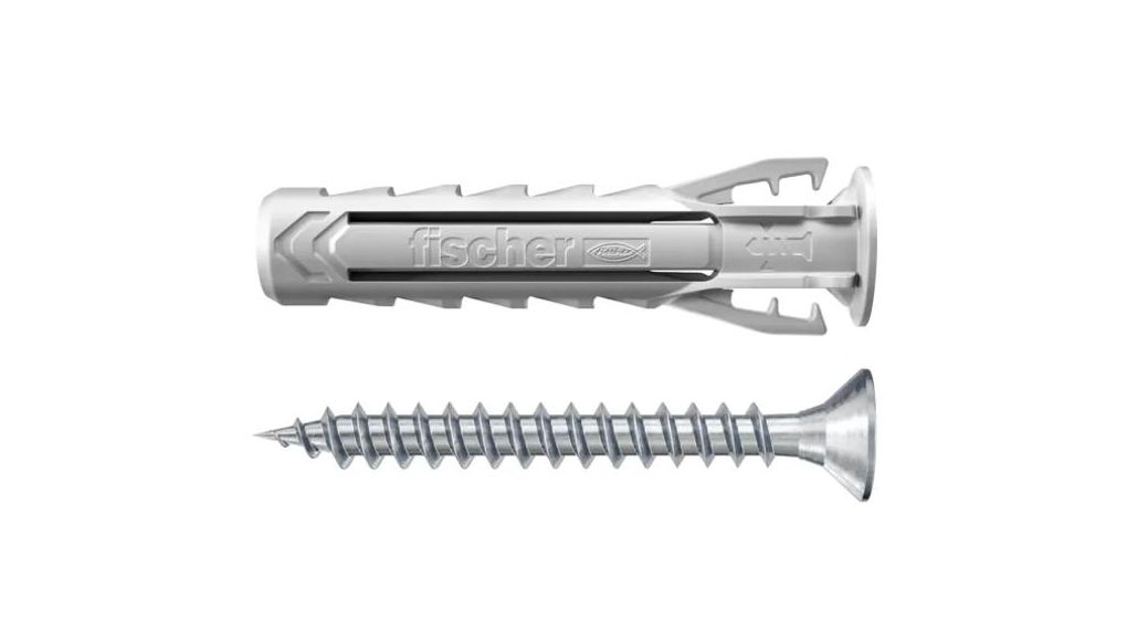 Fischer Fixings Grey Nylon Wall Plug, 40mm Length, 8mm Fixing Hole Diameter, Paket med 50 delar