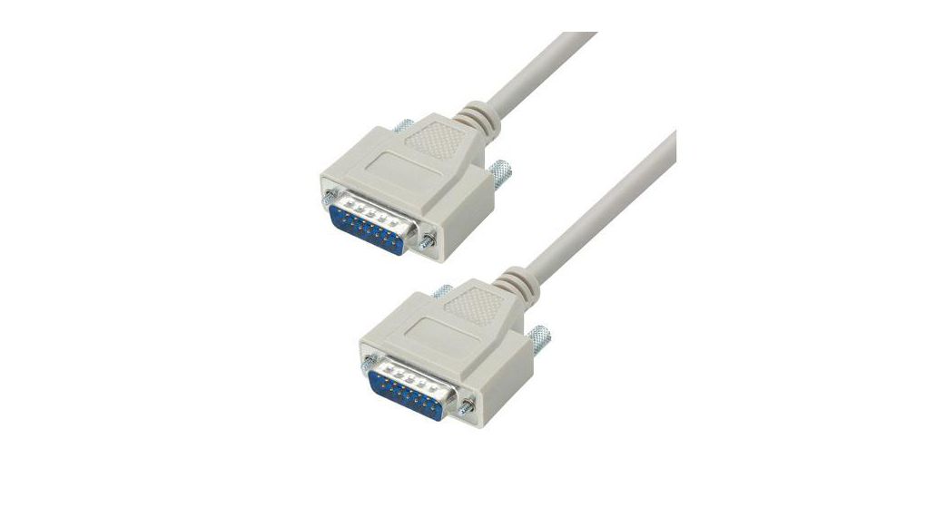 Male D-Sub to Male D-Sub Cable Assembly, 10 ft Polyvinyl Chloride, CRMN Series 3.05m Light Grey