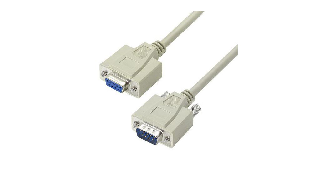 Male D-Sub to Female D-Sub Cable Assembly Polyvinyl Chloride Hellgrau