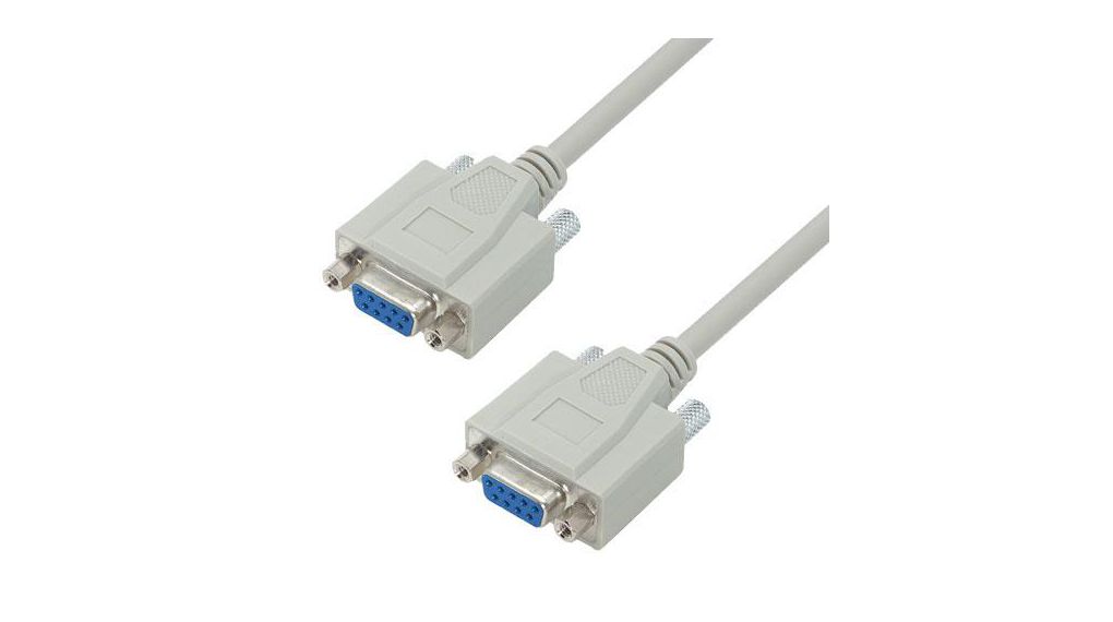 L-Com Female DB9 to Female DB9 Cable assembly, 25ft PVC 7.62m Light Grey
