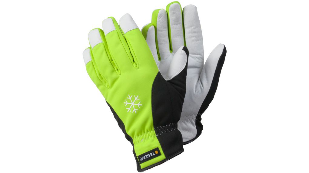TEGERA Leather, Polyester, Polyurethane, Thermoplastic Work Gloves, Leather / Polyester / Polyurethane / Thermoplastic, Black / Green / White