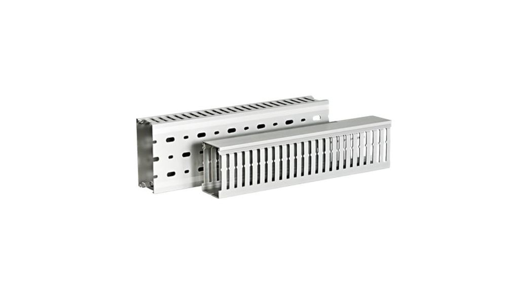 HellermannTyton 185-40188 Grey Cable Trunking - Narrow Slot, W37.5 mm x D50mm, L2m, PVC