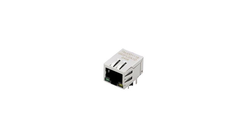 1 -Way TMJDD111B083FC2A1D Series Ethernet ConnectorFemale, Through Hole, Cat5e, Shielded Shield Right Angle 1 Right Angle