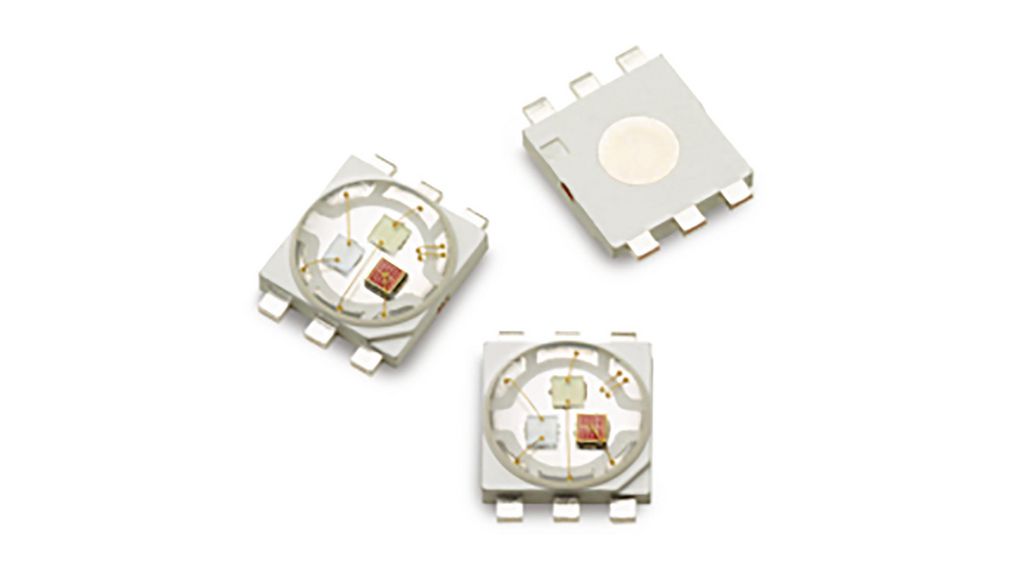 3.6 V Green, Red, Blue LED PLCC Surface, ASMG ASMG-PT00-00001 RGB Reel of 500 pieces