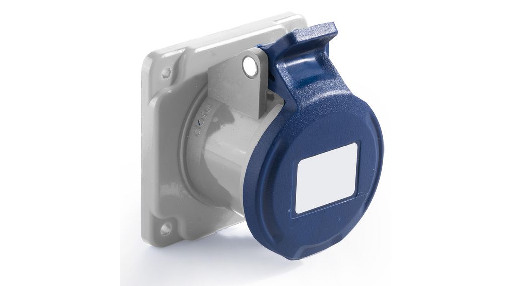 IP44 Blue Panel Mount 2P + E Industrial Power Socket, Rated At 16A, 200 - 250 V