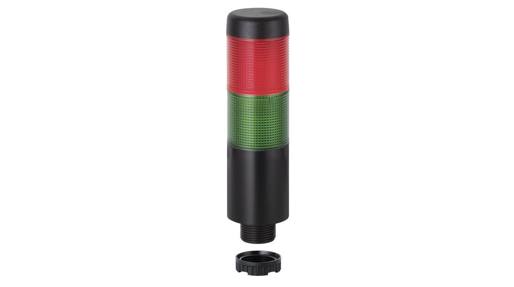 LED Signal Tower Green / Red 175mA 12V Kompakt 37 Panel Mount IP65 Cable Connection, 2 m