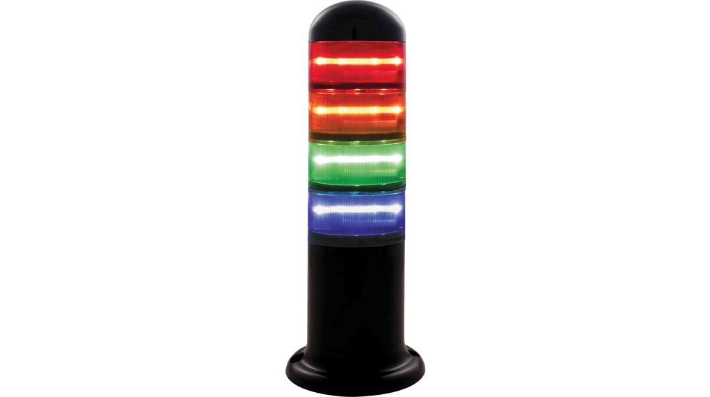 Red/Green/Amber/Blue Signal Tower, 4 Lights, 24 V