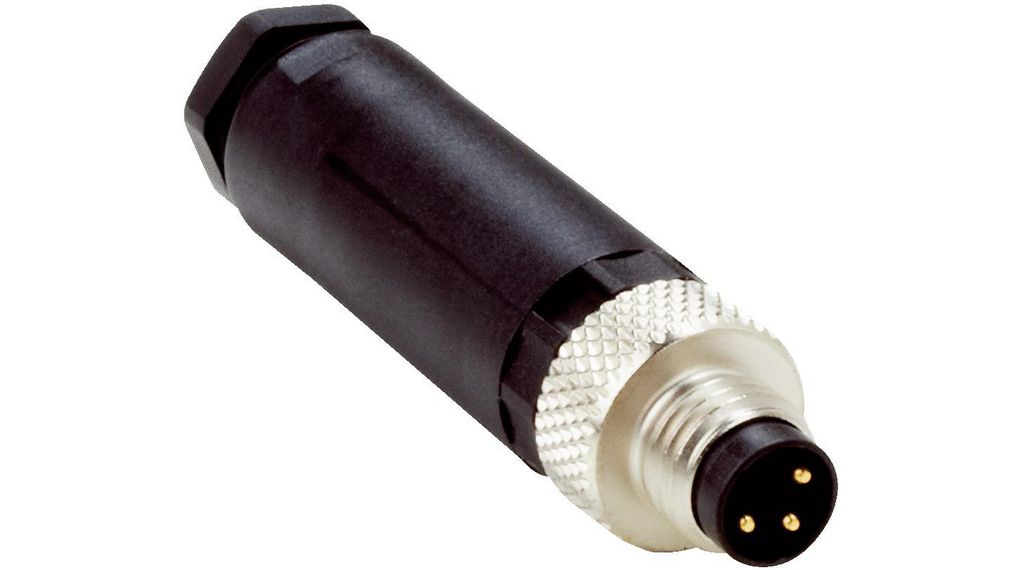 Rundsteckverbinder, M8, Stecker, Gerade, Pole - 3, Kabelhalterung