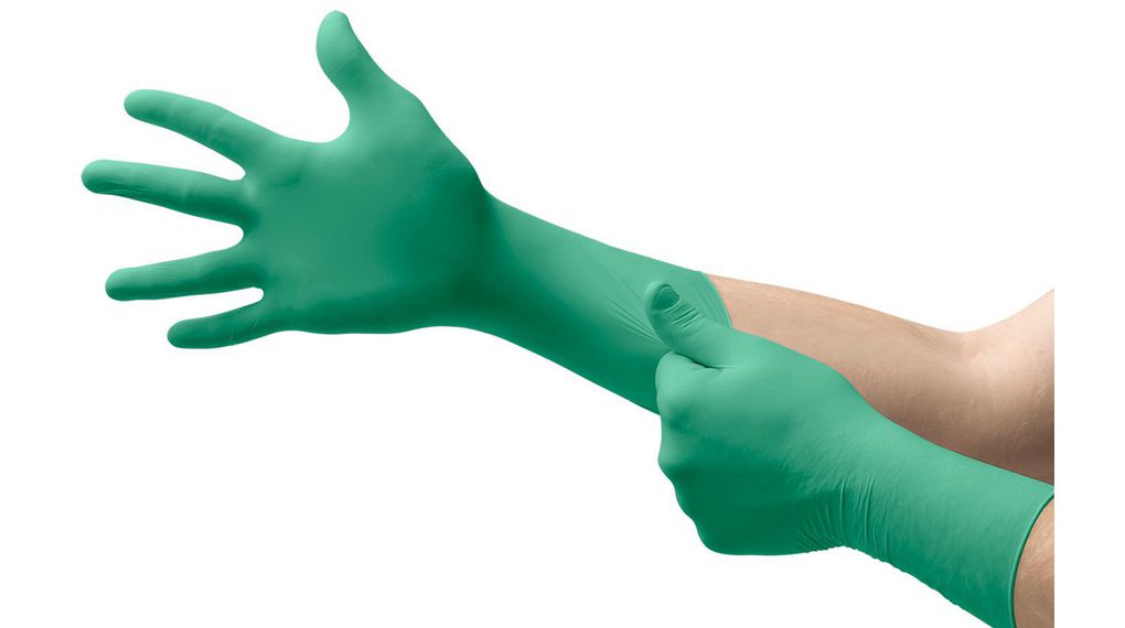 Ansell 92-605 Green Powder-Free Nitrile Disposable Gloves, Size L, 100 per Pack, Pack of 100 pieces