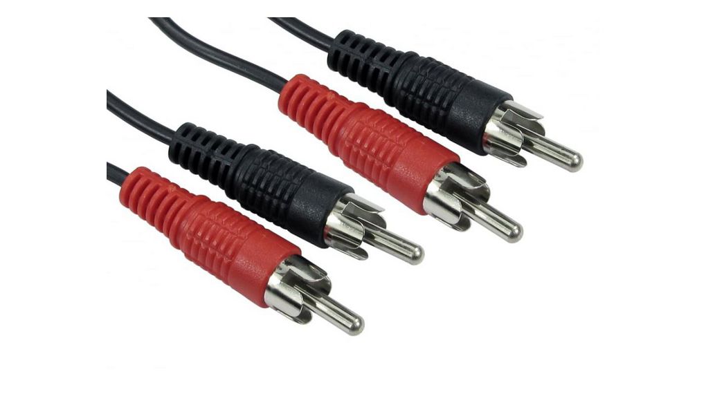 Male RCA x 2 to Male RCA x 2 RCA Cable, Black, 1.2m, 1.2m