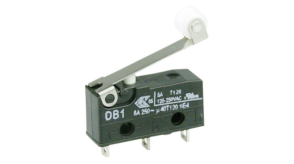 Micro Switch, DB, 6A, 1CO, 1.5N, Roller Lever