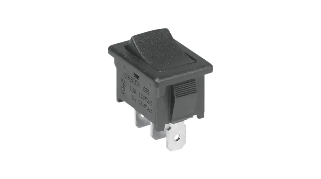 Rocker Switch, 6 A / 10 A, 1CO, 250V, ON-ON, Black