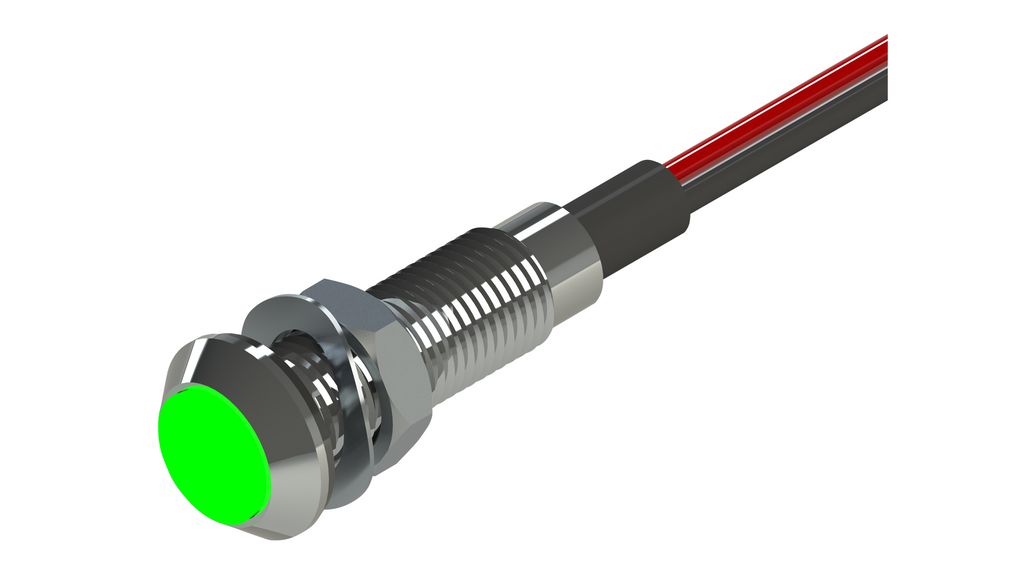 LED Indicator Green 5mm 12VDC 19mA
