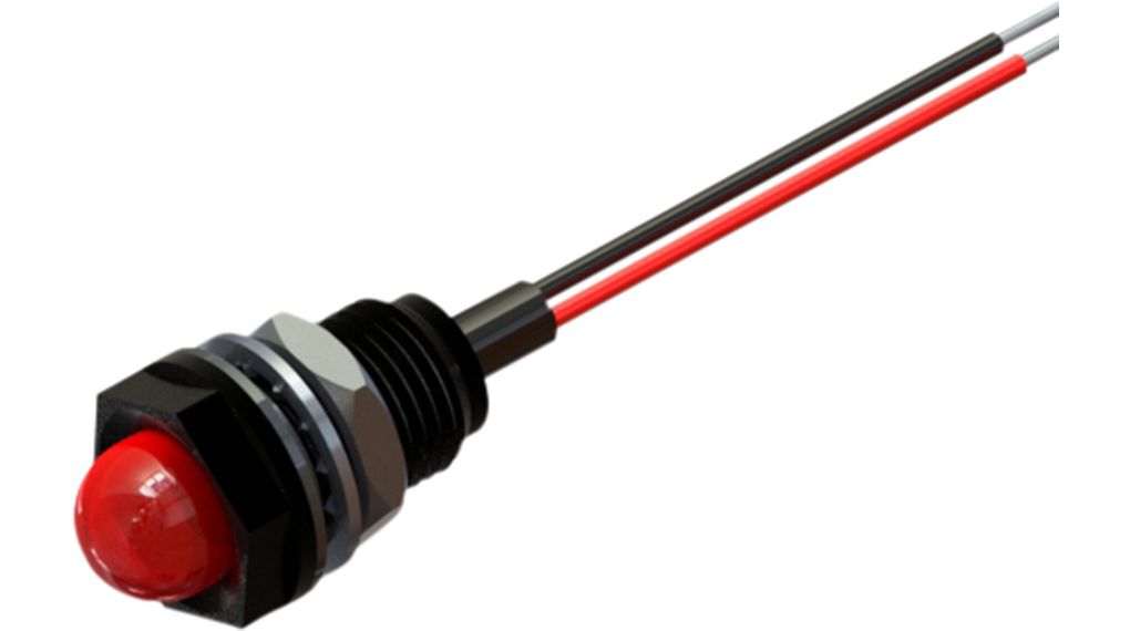 LED IndicatorColour Coded Flying Lead, 150 mm Fixed Red DC 2V