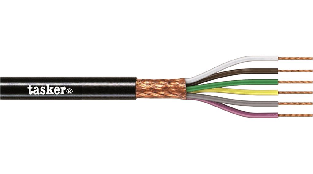 Multicore Cable, CY Copper Shield, PVC, 4x 0.5mm², 100m, Black