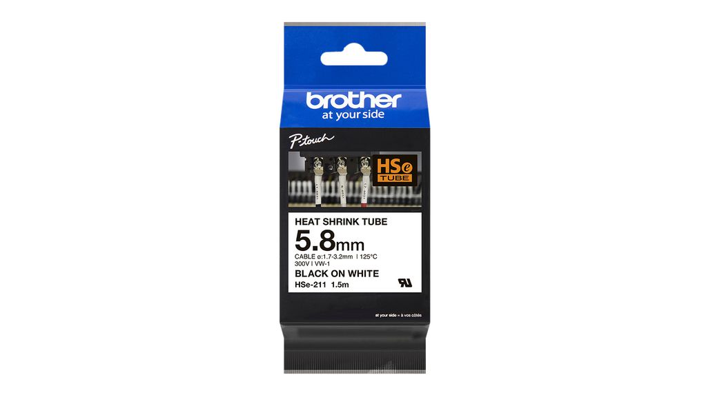 P-Touch Pro Tape hőre zsugorodó címke, 2:1, 1.5 x 5.8mm, Fehér