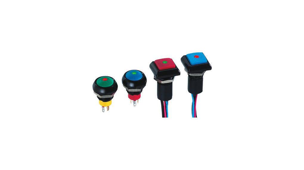 APEM Illuminated Push Button Switch, Momentary, Panel Mount, 13.6mm Cutout, SPST, Green LED, 28V dc, IP67