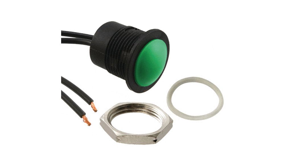 Pushbutton Switch Momentary Function 1NO Cable Mount Black / Green