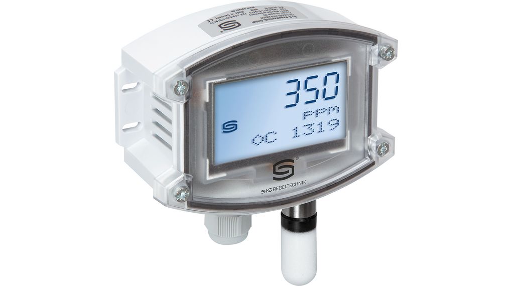 Duct/ on-wall CO2 temperature measuring transducer 0...10 V/4...20 mA AFTM LQ CO2 W LCD