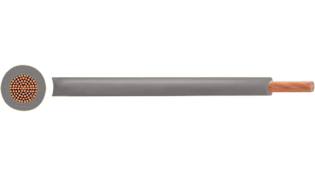 Flexible Litze PVC, 1mm², Kupfer, blank, Grau, H05V2-K, 100m