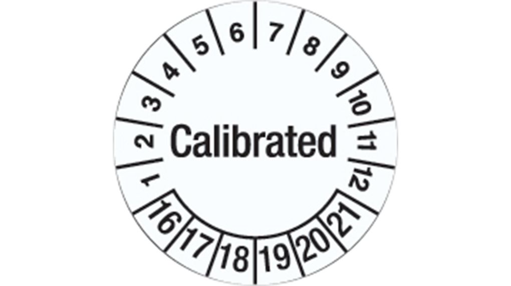 Calibrated Labels, Round, Black on White, Vinyl Cloth, Inspection Date, 125pcs