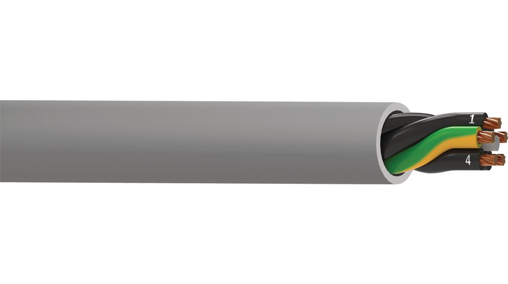 Flerkärnig kabel, YY Oskärmad, PVC, 4x 1.5mm², 50m, Grå