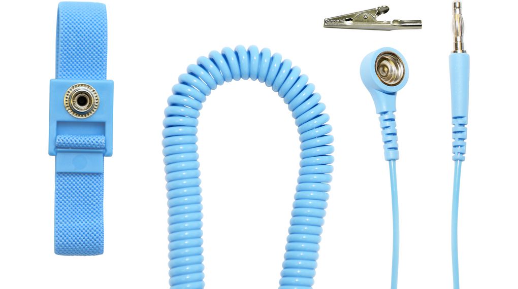 Antistatic Adjustable Hypoallergenic Wrist Strap Set 10mm, Modrý