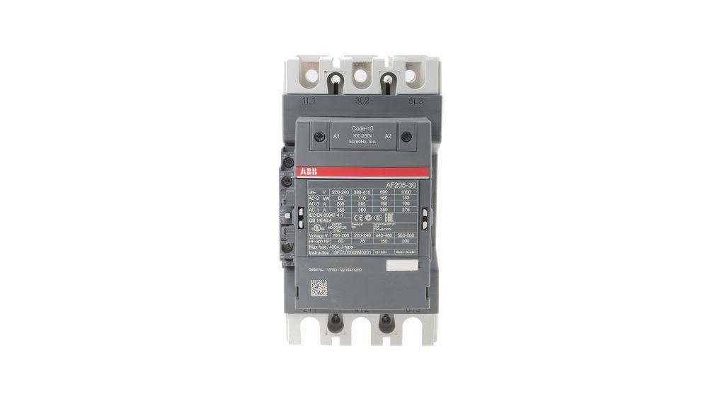 ABB AF Series Contactor, 230 V ac Coil, 3-Pole, 350 A, 110 kW, 3NO, 690 V ac