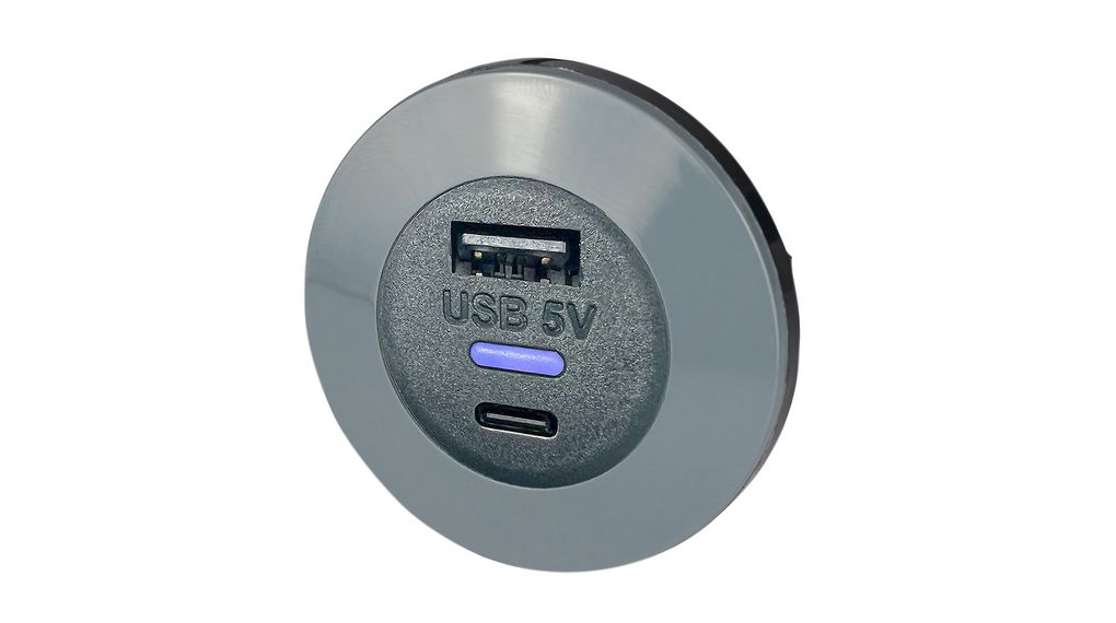 PV PRO AC FF, Alfatronix Prise USB encastrable, Car, 2x USB-A / USB-C,  3.6A, 13W, Black / Grey