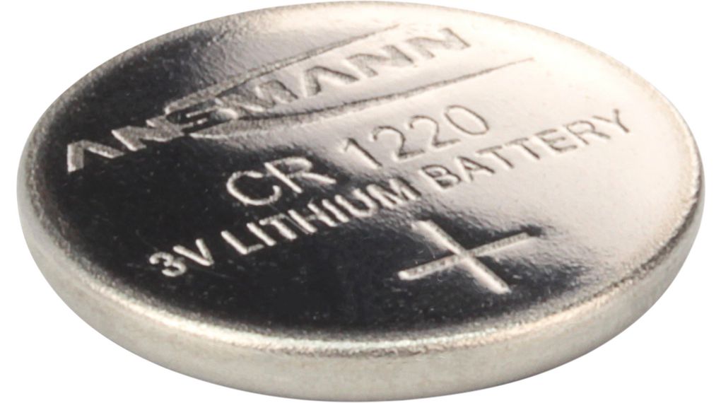 Button Cell Battery, Lithium, CR1220, 3V, 36mAh