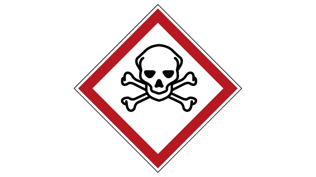 Symbol GHS: toksyczność ostra, Romb, Czarny / czerwony na białym, Poliester, Ostrzeżenie, 250szt.