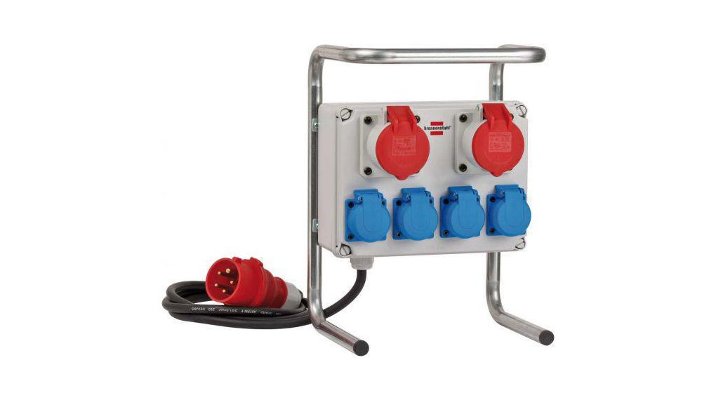 Grenuttag Super-Solid 6x CEE-uttag / DE typ F (CEE 7/3)-uttag - CEE Plug Grå 2m