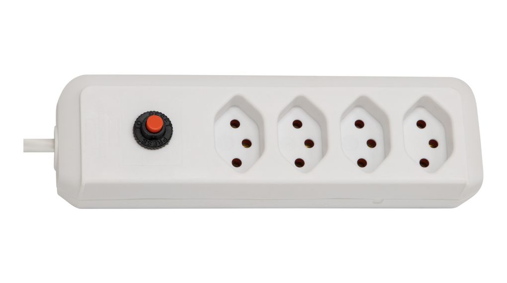 Steckerleiste Swiss-Line 4x Schweizer Steckdose Typ J (T13) - Schweizer Stecker Typ J (T12) Weiss 1.5m