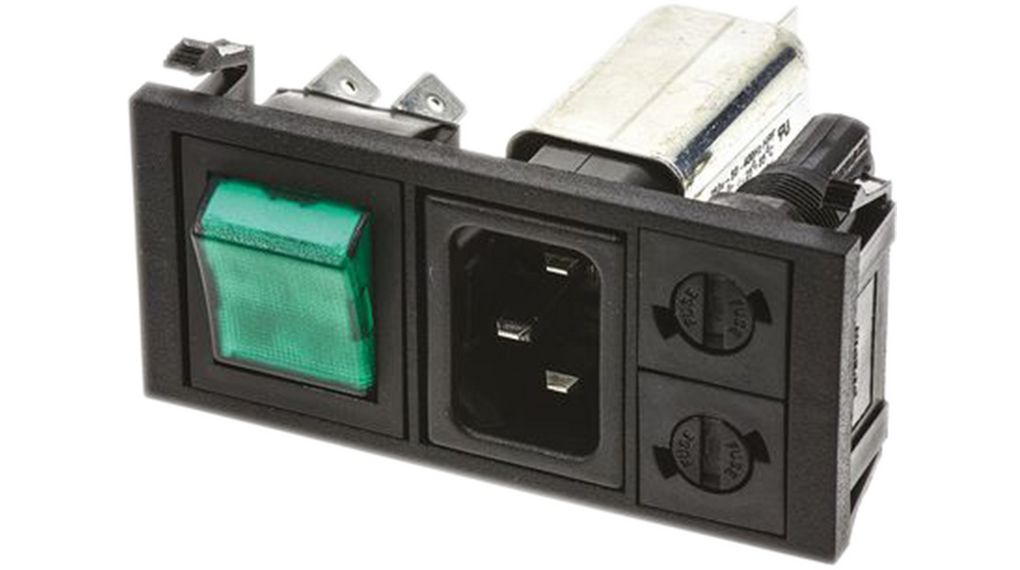 IEC-kontaktdon, Ingång, C14, 250V, 2-Polig - belyst