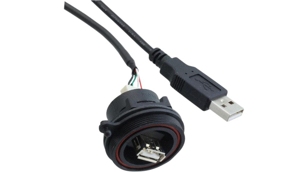 Cable, USB-A Plug - USB-A Plug, 500mm, USB 2.0, Black