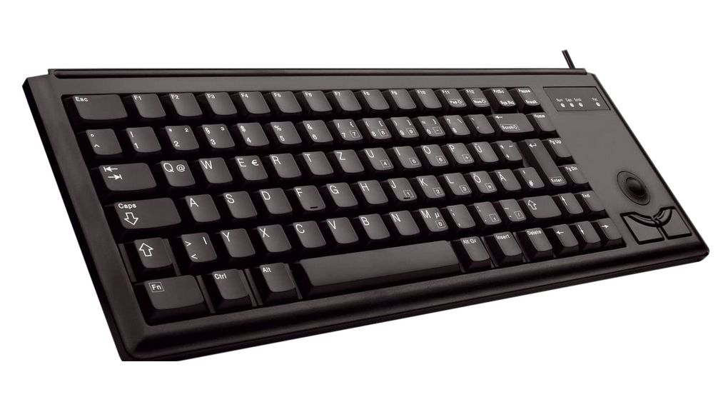 Tastatur med innebygget 500dpi-styrekule, Compact, US Engelsk med €, QWERTY, USB, Kabel