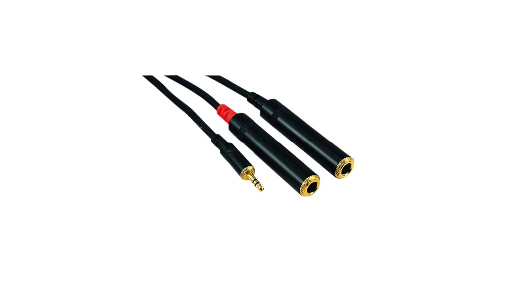 Audio Cable, Stereo, 3.5 mm Jack Plug - 2x 6.35 mm Jack Plug, 300mm