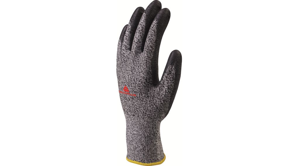 Beschermingshandschoenen tegen snijden met PU-coating, ECONOCUT-vezels / Nitril, Handschoenengrootte Groot, Zwart/grijs (Set van 3 paar)