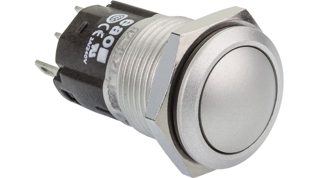 Pushbutton Switch, Anodised Aluminium, 3 A, 240 V, 1CO, IP65 / IP67