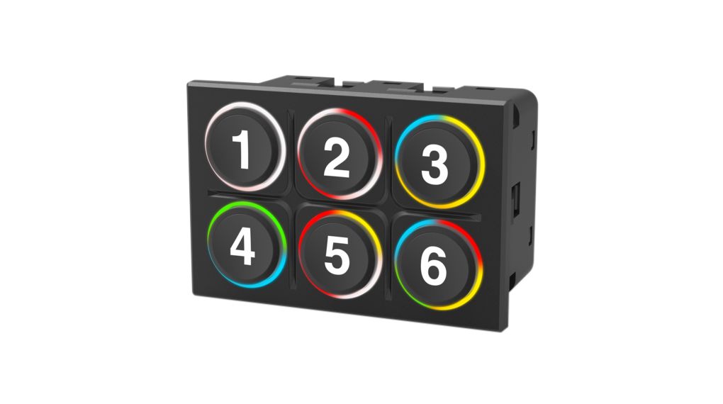 Keypad, 6 Keys, 6 Pins, J1939, IP6K9K, Multicolour