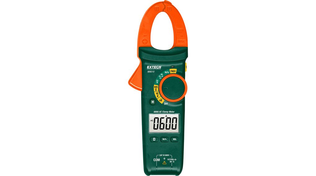 Current Clamp Meter, RMS, 40MOhm, Backlit LCD