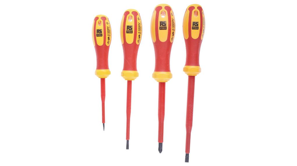 RS PRO G99-401 Phillips; Slotted Insulated Screwdriver Set, 4-Piece