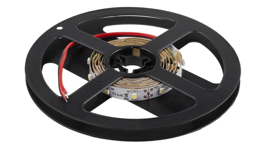 RS PRO 12V White LED Strip Light, 5500 → 7000K Colour Temp, 1m Length