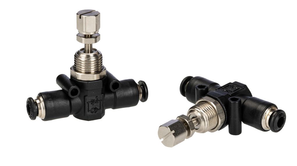 Tube Flow Regulator, Push In 4mm Tube Inlet Port x Push In 4mm Tube Outlet Port