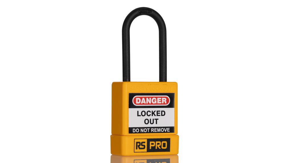 Yellow ABS, Nylon Safety Lockout Padlocks, 5mm Shackle, 46mm Attachment