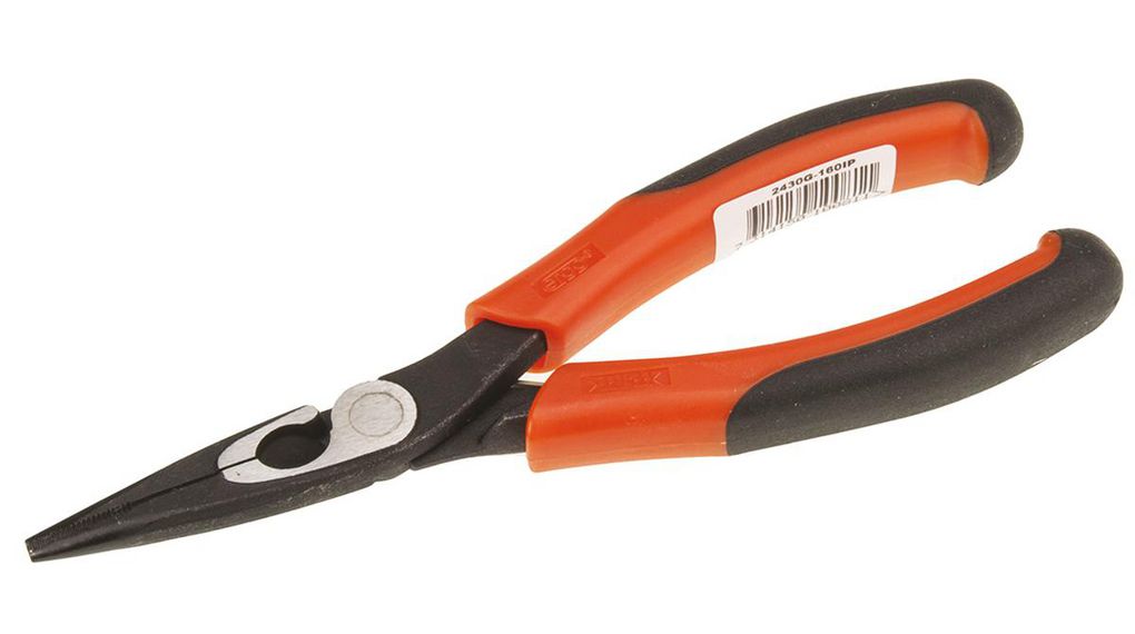 Bahco 2430G Long Nose Pliers, 160 mm Overall, Straight Tip, 51mm Jaw