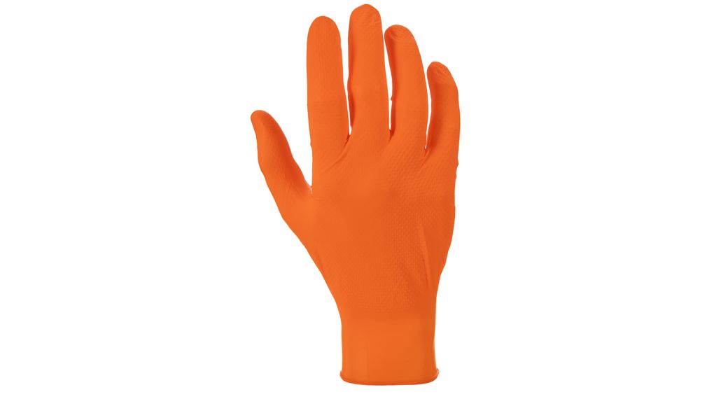 Unigloves Orange Powder-Free Nitrile Disposable Gloves, Size 8, Medium, 100 per Pack, 240mm, 100 ST