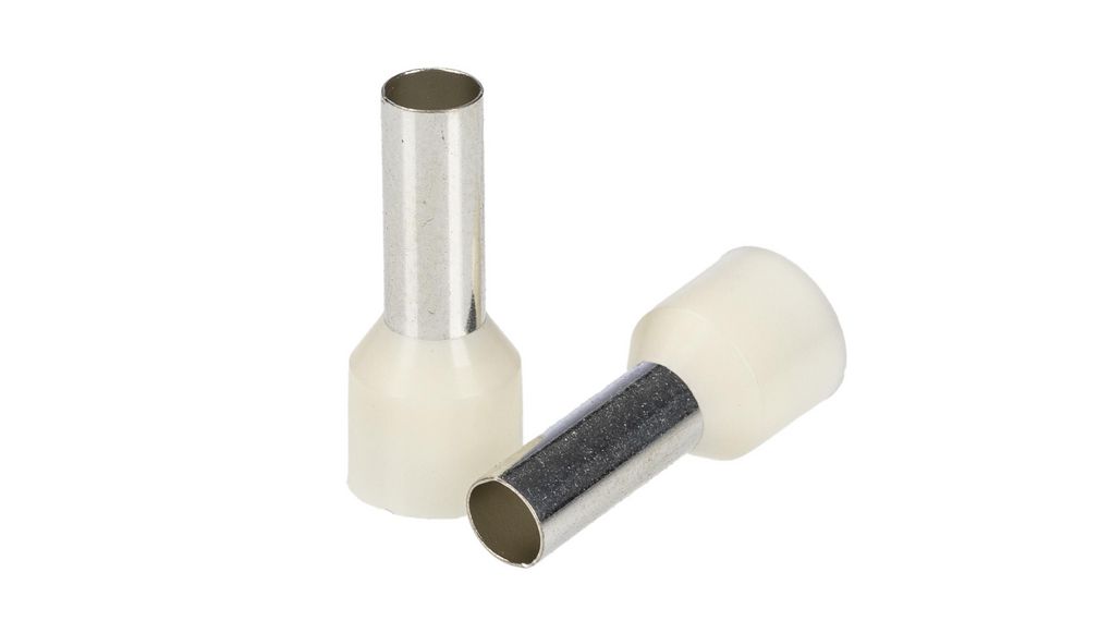 Insulated Bootlace Ferrule, 12mm Pin Length, 4.5mm Pin Diameter, 10mm² Wire Size, Ivory Pack of 500 pieces