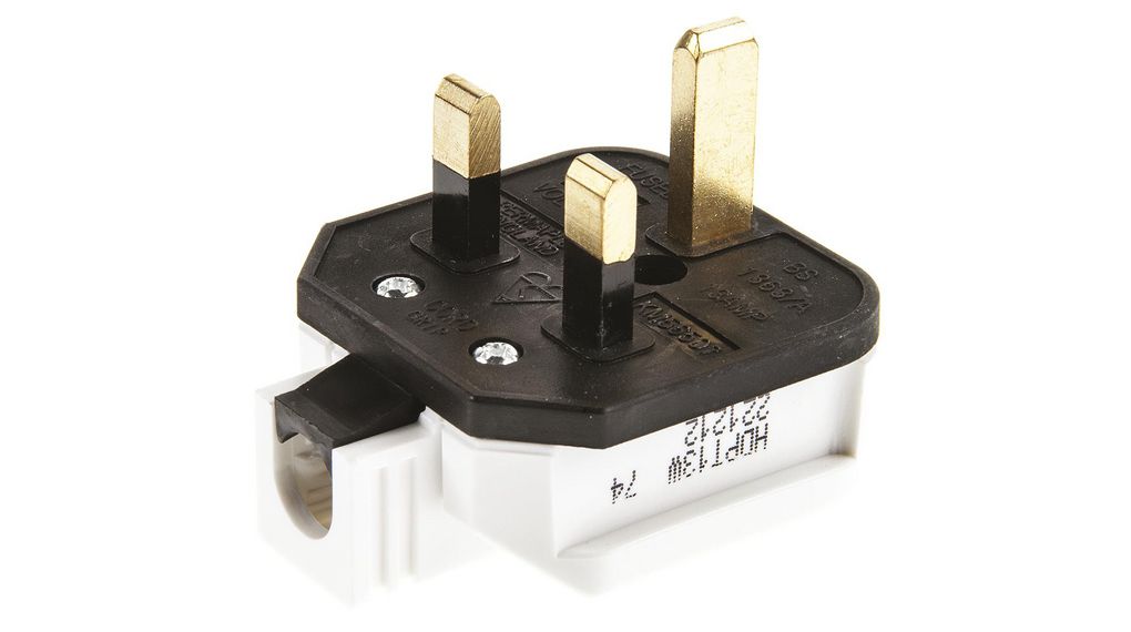 Masterplug UK Mains Plug, 13A White, Cable Mount Thermoplastic, 250 V