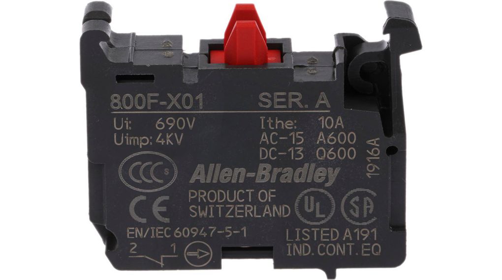 Allen Bradley for Use with 800FM Series, 1NC
